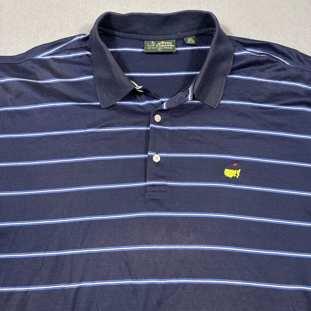 Masters Amen Corner Shirt Mens XL Blue Stripe Golf Polo Pima Cotton Augusta